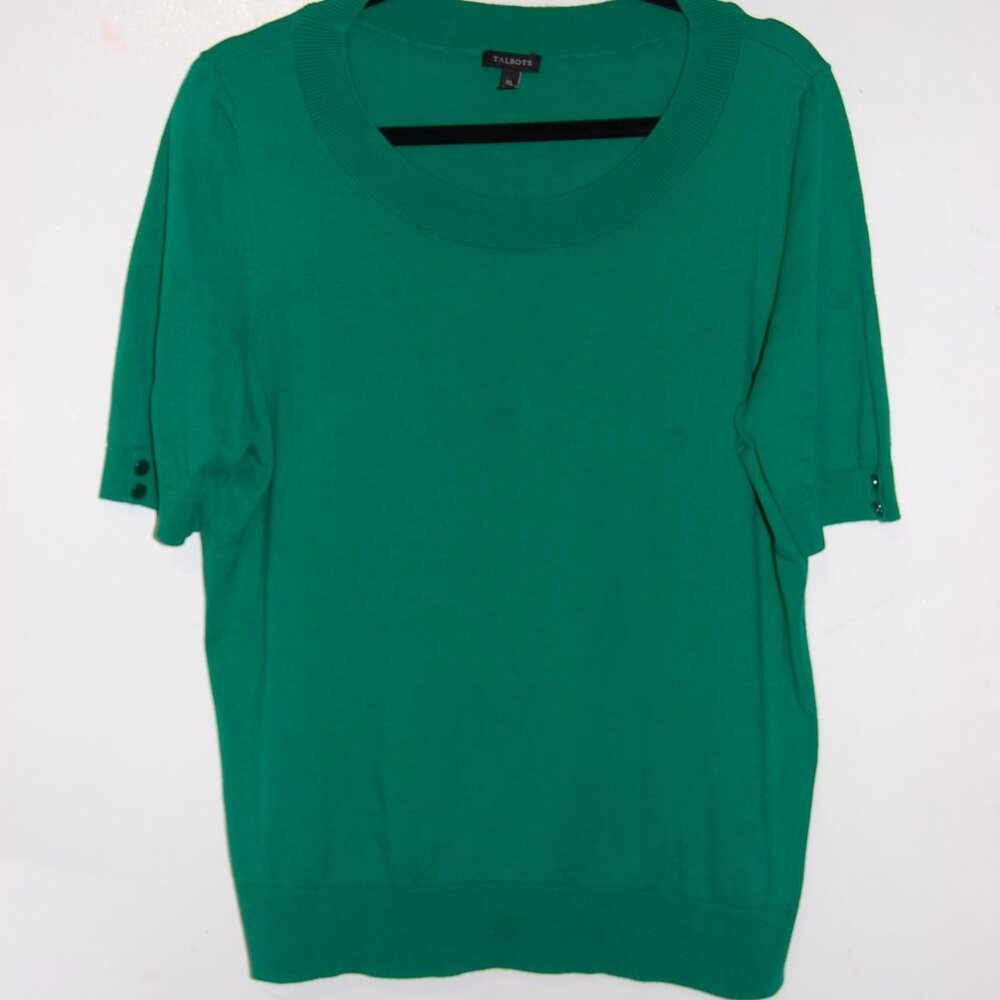 Talbots green, short sleeve sweater